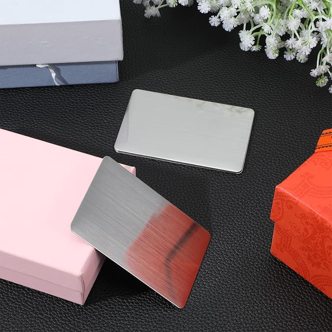 30 Pieces 304 Stainless Steel Metal Business Cards Blank Steel Laser Engraving Stainless Cards for House Office Customer DIY Gift Plate, 86 x 54 mm(0.8mm Thickness)