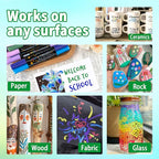 Betem Acrylic Paint Markers Paint Pens, 24 Colors Dual Tip Direct Liquid Acrylic Markers with Automatic Ink Control System, Fine & Brush Tip Art Supplies for Rocks, Wood, Stone, Fabrics, DIY Craft