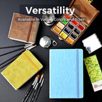 Funto Watercolor Journal 2-Pack, 3.5x5.5, 44 Pages Each, 100% Cotton Hot Press, PU Leather Green Hard Cover, Art Supplies for Mixed Media