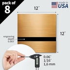 Trotec | Metallic Looking Acrylic Sheet | 12"x12"x1/16, 8 Pcs | Brushed Brass/Black | Metallic Finish - Scratch Resistant for Laser Engraving & Cutting,Printing,Glowforge,Name Plate | USA Made