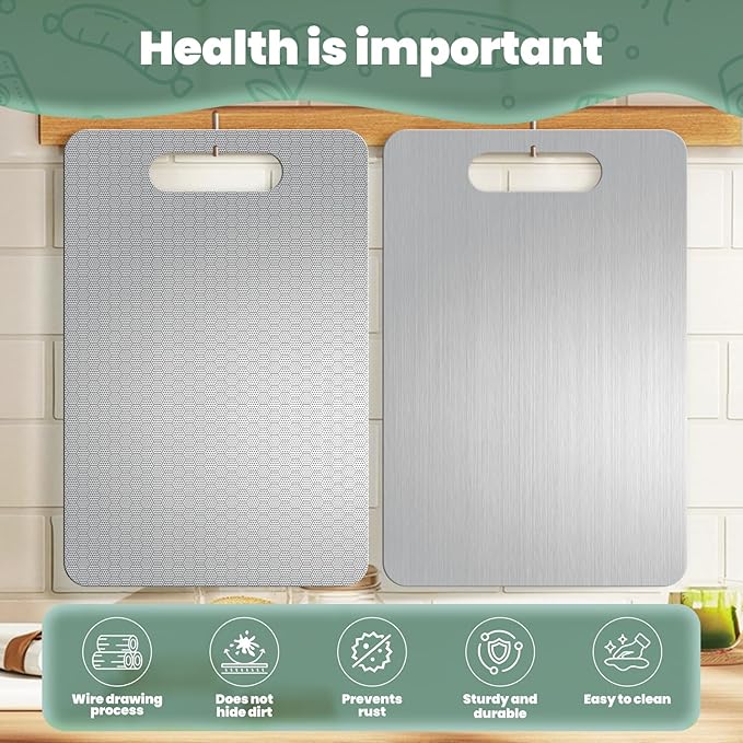 Titanium Cutting Board Set of 3,Premium Non-Slip,Food-Grade,Knife-Friendly Chopping Boards,Lightweight,Durable,Dishwasher Safe,Ideal for Meat Vegetables Fruits,Kitchen and Camping Essentials (3)