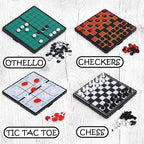 Point Games Travel Board Game Set - Bundle Pack of 4 Classic Magnetic Games, Stocking Stuffers for Kids Includes Individual Boards & Pieces
