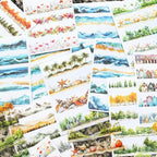 80 Sheet Nature PET & Washi Sticker Book Set, Pre-Cut Landscape Stickers for Scrapbooking, Journaling, and DIY Crafts