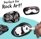 4 Dual Tip White Paint Pen - Extra Fine Tip & Medium - Permanent ink, White Acrylic Paint Pen for Wood, Fabric, Glass, Plastic, Ceramic, Rocks, Coloring Book Art - Acrylic Markers, Quick Dry