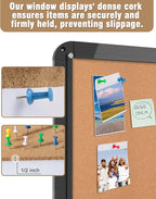 38"x28" Enclosed Bulletin Board, Lockable Weather-Resistant Aluminum Cork Noticeboard for School & Office, Black Frame w/Cork
