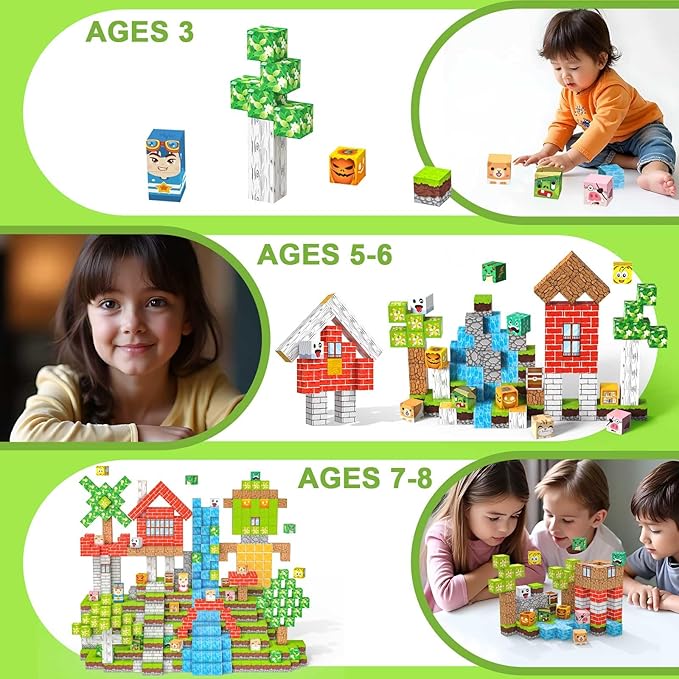 Magnetic Blocks 100 PCS Magnetic Building Blocks, 3+ STEM Montessori Sensory Toys, Magnetic Cube for for 3 4 5 6 7 8 9 10 11 12 8-12 Years Old Boys & Girls Birthday Gifts