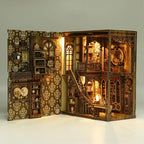 Book Nook Kit for Adult Miniature Model Build Dollhouse Kit 3D Wooden Puzzle with Sensor Led Light for Bookshelf Bookend Insert Decor Adults Teen Crafts(Classical Book Collection Room)