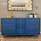 Chalky Chicks All-in-One Chalk Paint for Furniture or Cabinet - 32 Fl Oz - Matte Finish Denim (Navy Blue) for Metal, Wood Furniture Paint - No Sanding All-in-One for Home Decor & Crafts, USA Made