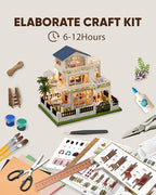 DIY Miniature House Kit, Mini House Kit for Beginners, Mayberry Street Miniatures, Model Building Craft Diorama Kit, Ideal Gifts for Birthday, Christmas(Blue Mansion)
