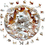 Wooden Puzzles Adults, 3D Cute Cat Wooden Puzzles 300 Pieces, Unique Animal Shaped Wood Challenging Jigsaw Puzzles Gifts for Adults, 13.4x13.4in
