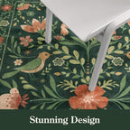 Morebes Washable Floral 5x7 Green Area Rug for Living Room, Large Boho Bird Rug for Bedroom Non Slip, Soft Vintage Plant Floor Carpet for Nursery Dining Kids Room Playroom Emerald Green