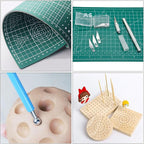 Yayatty Polymer Clay Tools, Acrylic Clay Roller, Acrylic Sheet, Rotary Cutting Mat, Round Polymer Clay Cutters with Clay Slicer Blade for Pottery and Sculpture, 42 PCS