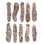 Royal Kraft Fabric Wooden Stamps Creative Border Pattern Printing Blocks (Set of 10) Htag2159