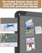 38"x28" Enclosed Bulletin Board, Lockable Weather-Resistant Aluminum Cork Noticeboard for Hospital School & Office, Black Frame w/Grey Flet