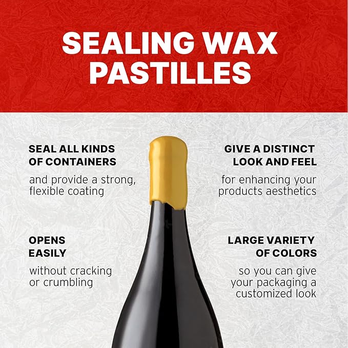 Blended Waxes, Inc. Bottle Sealing Wax, Pastille Wax Seal Beads For Wine, Beer, and Liquor Bottle Sealing, Seals Between 25-30 Bottles, 1 lb, Mustard