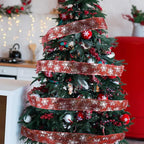 2.5 Inch Wide Christmas Wired Ribbon Snowflake Organza Sheer Glitter Ribbon for Xmas Tree, Wreath, Party Decoration, Gift Wrapping (Red, 21.9 Yards)