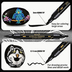 Art+soul 24 Colors Acrylic Paint Pens-Dual Tip Markers, Vibrant, Long Lasting Colors that Dry Quickly, Ideal for Canvas, Paper, Glass, Ceramic, Wood, and Rock