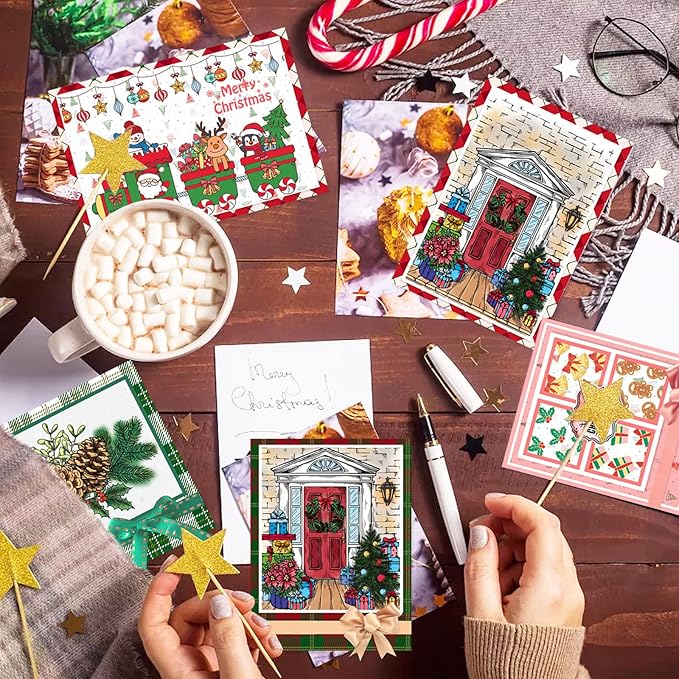 ORIGACH 9 Sheets Different Style Winter Christmas Clear Stamps Silicone Transparent Stamps for Card Making Decoration and DIY Scrapbooking