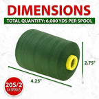 Mandala Crafts 4 Pack of Serger Threads Cones Spools - 20S/2 24000 Yards Polyester Hunter Green Threads for Sergers Machine and Overlock Quilting Sewing Machine