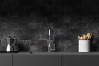 100 Pieces Peel and Stick Backsplash for Kitchen, 3" x 6" PVC Subway Tile 2025 Upgraded Graphite Stone Backsplash Stick on Tile Elevate Kitchen Fireplace RV