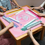 Mahjong Racks with Pushers Set of 4, Plastic American Mahjong Tile Racks 4 Colors, Mah Jongg Accessories Gifts for Mj Enthusiast