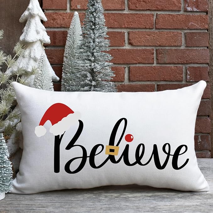 Merry Christmas Stencils for Crafts Reusable Christmas Stencils for Door Mats Believe Holiday Stencil for Painting on Wood Fabrics Porch Hanger Decor