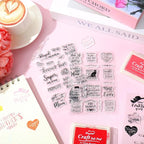 Whaline 4 Sheets Mother's Day Clear Stamps Greeting Words Silicone Transparent Stamps for DIY Craft Card Making Scrapbooking Embossing Album Decor
