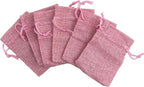 Palmhomee Pack Of 25 Burlap Gift Bags with Drawstring Linen Jewelry Pouches Wedding Hessian Jute Bags for Birthday and Treat Pouches Party Wedding Favors Gift (3.6x4.8 Inch, Pink)