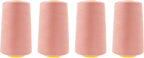 Mandala Crafts 4 Pack of Serger Threads Cones Spools - 40S/2 24000 Yards Polyester Blush Threads for Sergers Machine and Overlock Quilting Sewing Machine