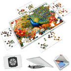 2000 Pieces Puzzle Board 3-in-1 Double-Sided & Rotating & Tilting, Plastic Puzzle Table with Sorting Boxes and PVC Cover, Portable Lazy Susan Jigsaw Puzzle Board for Adults, Gray Green