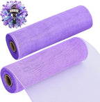 TONIFUL 2 Rolls 10 Inch Lavender Purple Decorative Mesh Ribbbon Rolls, Fabric Mesh for Mesh Wreath Supplies, Front Door Wreath Crafts Tree Decor Christmas NewYears Halloween Decoration (10 yds/roll)