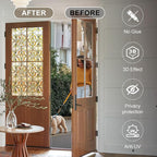 3D Stained Glass Window Privacy Film, Heat Control UV Blocking Static Cling Decorative Window Film for Bathroom,Front Door,Home Non Adhesive 16.9 x 78.7 inches Golden Filigree
