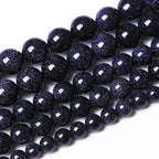 60PCS 6mm Starry Blue Sandstone Gemstone Beads Beads Natural Stone Round Loose Beads for Jewelry Making DIY Bracelet Necklace 15" Inch