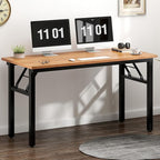 Need Home Office Desk 47 inches Folding Computer Table Workstation No Install, Teak and Black