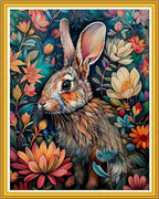 Magxvouy Cross Stitch Kits Stamped Full Range of Embroidery Kits,Cross Stitch Patterns Needlework Kits for Beginners 11CT Printed Kits&Rabbit Flower 16x20 inch