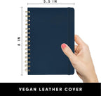 PAPERAGE Graph Paper Spiral Notebook & Journal, (Navy), 160 Pages, Medium 5.5 inches x 8 inches - 100 GSM Thick Graphing Paper, Hardcover, Double-Wire Grid Spiral Notebook