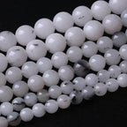 32PCS 12MM Black Rutilated Quartz Stone Beads Energy Healing Beads for DIY Jewelry Bracelet Necklace Making for Jewelry Making 15Inch