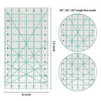 MANUFORE Quilting Ruler 6 * 12in Sewing Acrylic Anti-Slip Metric Ruler DIY Quilting Tools with Clear Printed Lines for Precise Cutting