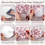 Epakh 36 Pack 6 Style Burgundy Decoupage Paper Napkins Assorted Floral Decorative Decoupage Napkin Chinoiserie Cocktail Paper for DIY Crafting Fall Christmas Wedding Party Decor, Each Unfolded 13''
