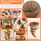 Mayboos Wool Roving Yarn, 1.76oz Colored Natural Wool Roving,Wool Felting Supplies Pure Wool Chunky Yarn for Wet Felting handcrafts and Spinning (Bright Brown Color)