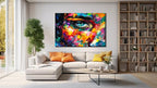 SpiritualHands Women Eye Glass Wall Art Oil Painting for Living Room, Tempered Glass Modern Prints Decor, Large Vivid Color Panel for Bedroom, Kitchen, or Office
