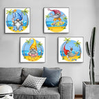 ZuoAnLF 4 Packs Stamped Cross Stitch Kits for Adults,Stamped Cross-Stitch Needlepoint Counted Kits Beginners,Embroidery Kit Arts and Crafts for Home Decor 11CT,9.8 * 9.8inch (Gnome)