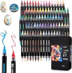 80 Colors Dual Tip Acrylic Paint Markers Automatic Ink Control Acrylic Paint Pens, Fine & Brush Tip Acrylic Markers Set for Rock Painting, Stone, Wood, Canvas, DIY & Art Supplies