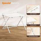 Huuger Folding Desk with 3-Level Adjustable Height and Tablet Slot, 24 Inch Foldable Computer Desk for Small Spaces, Space Saving, Writing Work Table for Home Office, Bedroom, Study, White