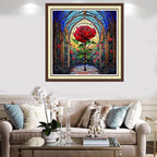 Findvoor Counted Cross Stitch Kits for Adults Full Range of Cross Stitching Embroidery Unprinted Pattern for Beginners, 11CT Needlepoint Kit Patterns Embroidery Kits-Magic Rose 18x18 inch