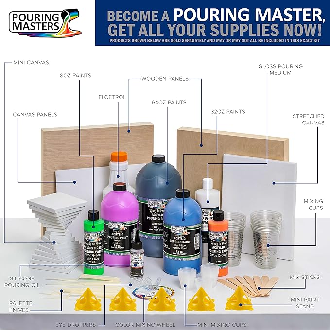 Pouring Masters Cotton Candy Pink Ready to Pour Acrylic Pouring Paint - Premium 8-Ounce Pre-Mixed Fluid Acrylic Paint - Fluid Art Supplies for Canvas, Wood, Paper, Tile & Rocks