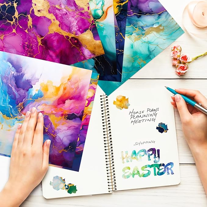 Marbled Scrapbook Paper Pad Color Marbled Patterned Paper 6×6,24 Sheets Single-Sided Scrapbooking CardStock Papers Pad for Holiday Cardmaking DIY Origami Journaling.