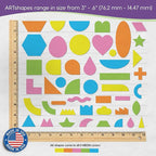 ARTshapes 840 pc Creative Paper Shapes Pack with 70+ Idea Guide - US Made Card Stock - Punch Out Funky DIY Craft Supplies for Whimsical Art Designs, Paper Crafts, and Pattern Play 5 Neon Colors
