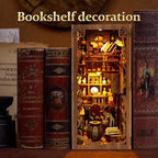 Book Nook Kit for Adult - THRIVINGIVAN Miniature Model Build Dollhouse Kit 3D Wooden Puzzle with Sensor Led Light for Bookshelf Bookend Insert Decor Adults Teen Crafts(Magic Bookstore)