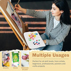 DUGATO Large Rectangular Paint Palettes (2 Pack, 13.8x9 inches) - 3 XL Well Plastic Mixing Trays for Acrylic, Oil, Watercolor & Gouache
